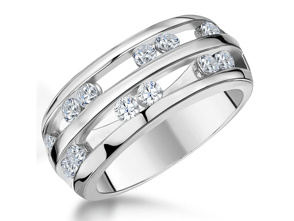 Sterling Silver Cubic Zirconia Double Band Ring - JOOLS By Jenny Brown