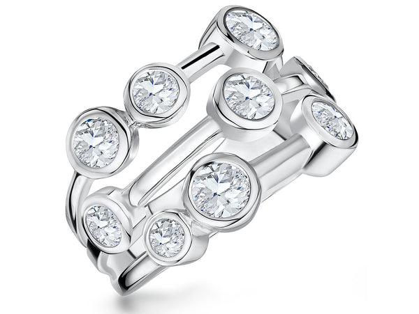 Sterling Silver Nine Stone Bubble Ring - JOOLS By Jenny Brown