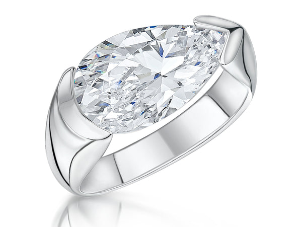 Sterling Silver 5.75 Carat Pear Solitaire Ring - JOOLS By Jenny Brown
