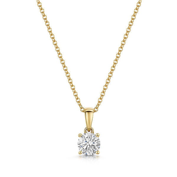 Solitaire 0.5 Carat Lab Grown Diamond Pendant Set in 9ct Yellow Gold-Exclusive Lab Diamonds by Jenny Brown