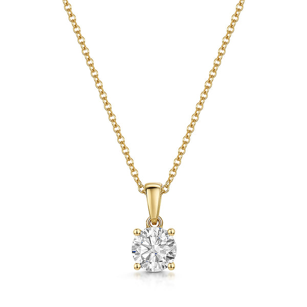 Solitaire 1 Carat Lab Grown Diamond Pendant Set in 9ct Yellow Gold-Exclusive Diamonds by Jenny Brown