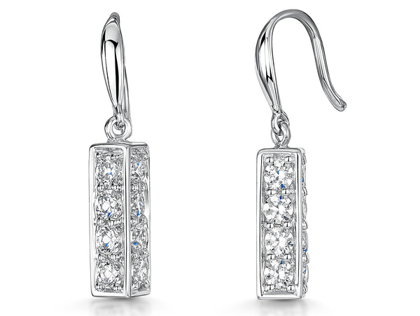 Sterling Silver Rectangular Drop Earrings - JOOLS By Jenny Brown