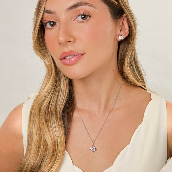 Sterling Silver Overlapping Corner Earrings