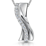 Load image into Gallery viewer, Sterling Silver Twisted Ribbon Shape Pendant With Cubic Zirconia -JOOLS by Jenny Brown