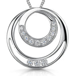 Load image into Gallery viewer, Sterling Silver Double Circle Pendant Set With Cubic Zirconias