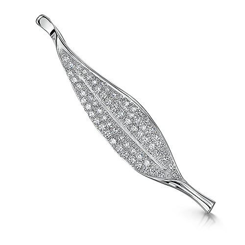 Sterling Silver Leaf Pendant Set With Cubic Zirconia.-JOOLS by Jenny Brown
