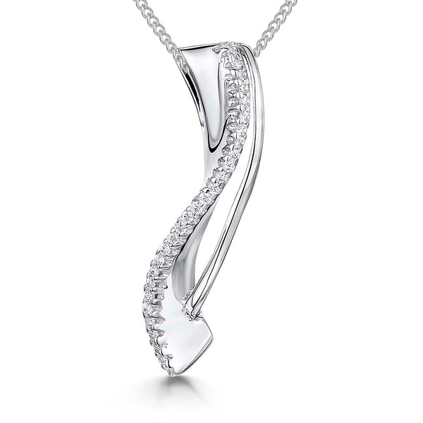 Sterling Silver Wave Pendant Set With Cubic Zirconias - JOOLS By Jenny Brown