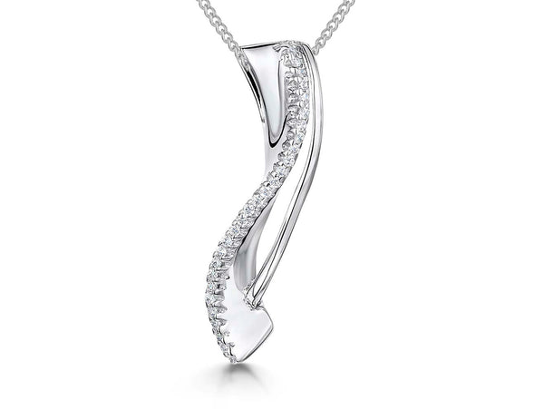 Sterling Silver Wave Pendant Set With Cubic Zirconias - JOOLS By Jenny Brown