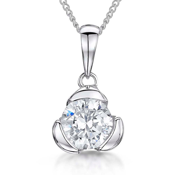 Sterling Silver Half Carat Round Cubic Zirconia Pendant - JOOLS By Jenny Brown
