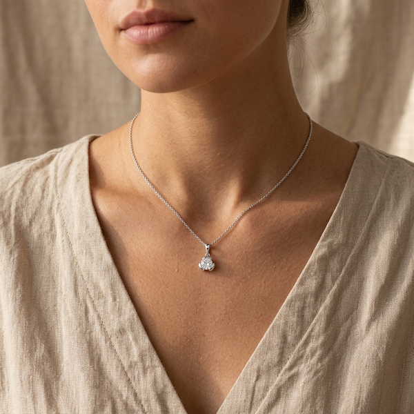 Sterling Silver Half Carat Round Cubic Zirconia Pendant