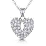Load image into Gallery viewer, Sterling Silver Cubic Zirconia Pave Stone Set Heart Pendant - JOOLS By Jenny Brown