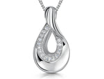 Load image into Gallery viewer, Sterling Silver Twisted Open Teardrop Pendant with pave cubic zirconias and an adjustable chain.