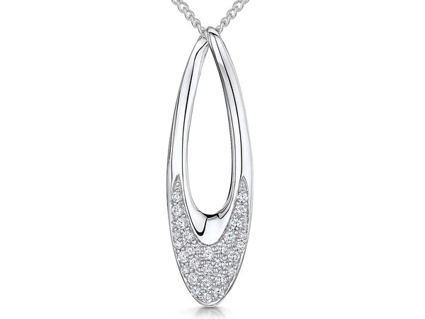 Sterling Silver Cubic Zirconia Large Oval Pendant - JOOLS By Jenny Brown