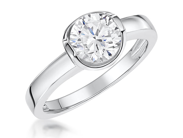 Sterling Silver 1 Carat Solitaire Ring Set With A Cubic Zirconia In A Bezel Setting - JOOLS By Jenny Brown