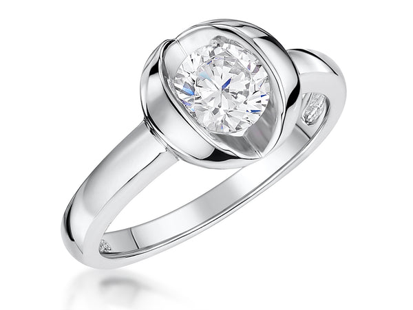 Sterling Silver Open Tension Set Cubic Zirconia Ring-JOOLS by Jenny Brown