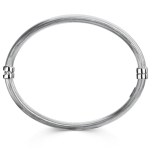 Sterilng Silver Ridged Bangle-JOOLS by Jenny Brown