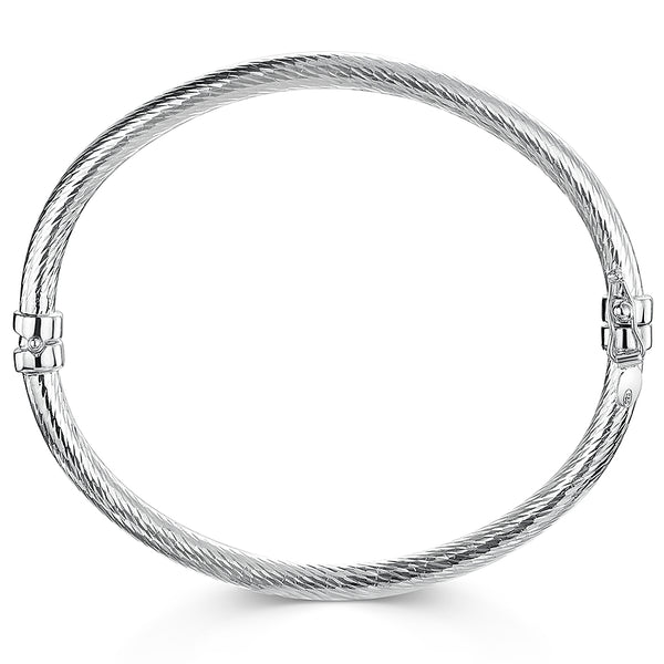 Sterling Silver Bangle With Faceted Swirled Finish-JOOLS by Jenny Brown