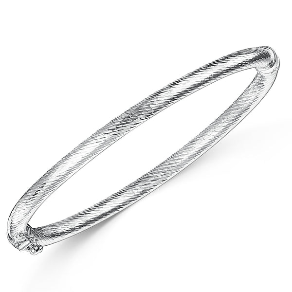 Sterling Silver Bangle With Faceted Swirled Finish-JOOLS by Jenny Brown