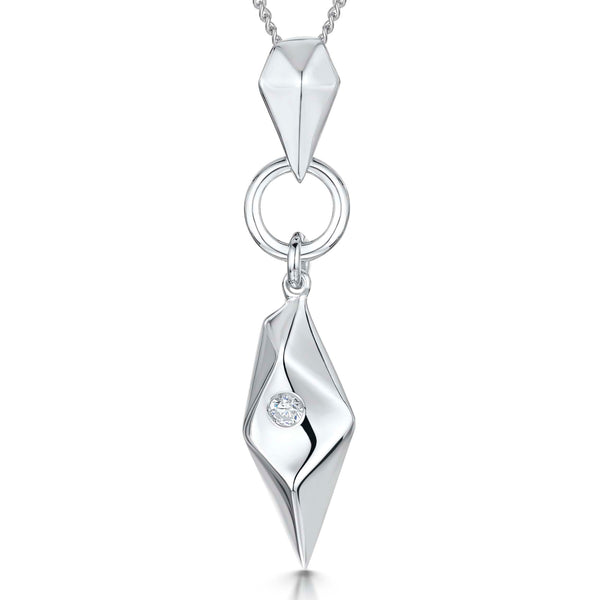 Sterling Silver Pebble Pendant on Drop Ring - JOOLS By Jenny Brown