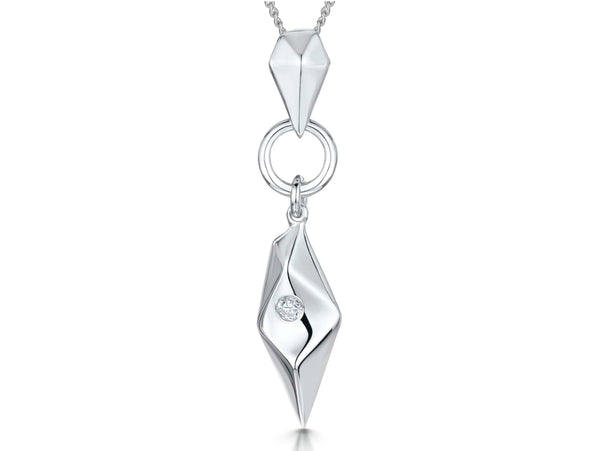 Sterling Silver Pebble Pendant on Drop Ring - JOOLS By Jenny Brown