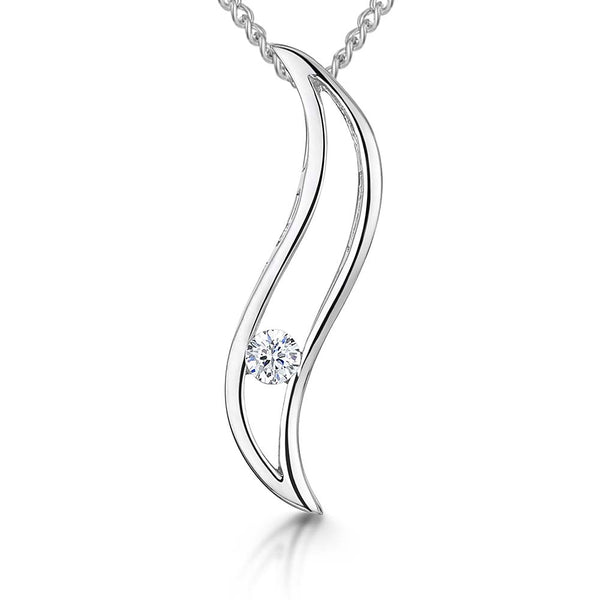 Sterling Silver Open Curve Tension Set Cubic Zirconia Pendant - JOOLS By Jenny Brown