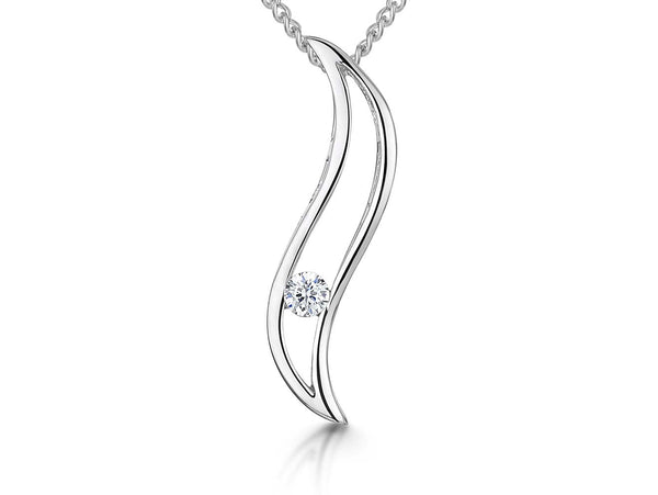 Sterling Silver Open Curve Tension Set Cubic Zirconia Pendant - JOOLS By Jenny Brown