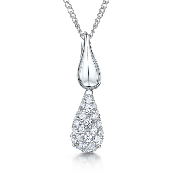 Sterling Silver Pendant With Polished Silver Pear Drop - JOOLS By Jenny Brown