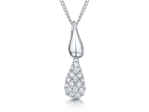 Sterling Silver Pendant With Polished Silver Pear Drop - JOOLS By Jenny Brown