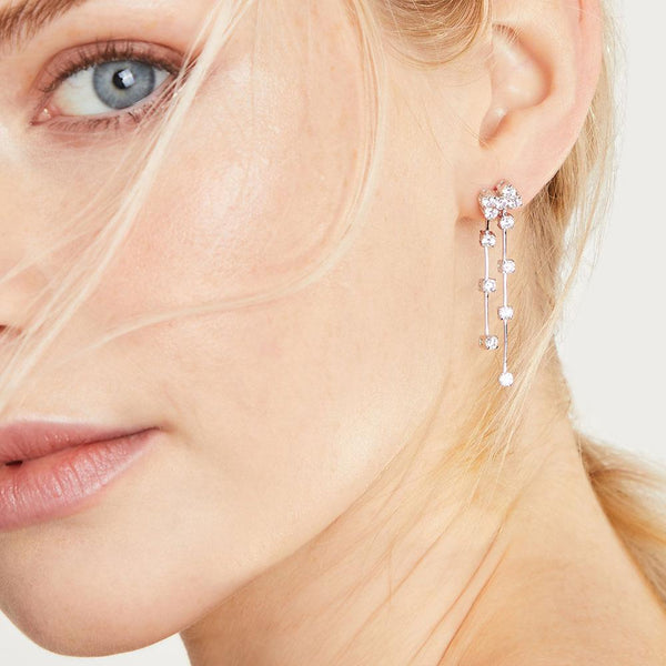 Sterling Silver Drop Scattered Earrings With Cubic Zirconia StonesDrop Earrings - JOOLS By Jenny Brown