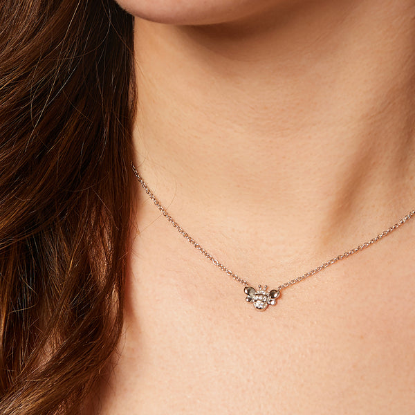 Sterling Silver Bee Necklace Set With White Cubic Zirconia Stones - JOOLS By Jenny Brown
