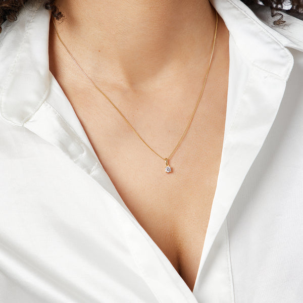 Yellow Gold Round Solitaire Pendant- JOOLS by Jenny Brown
