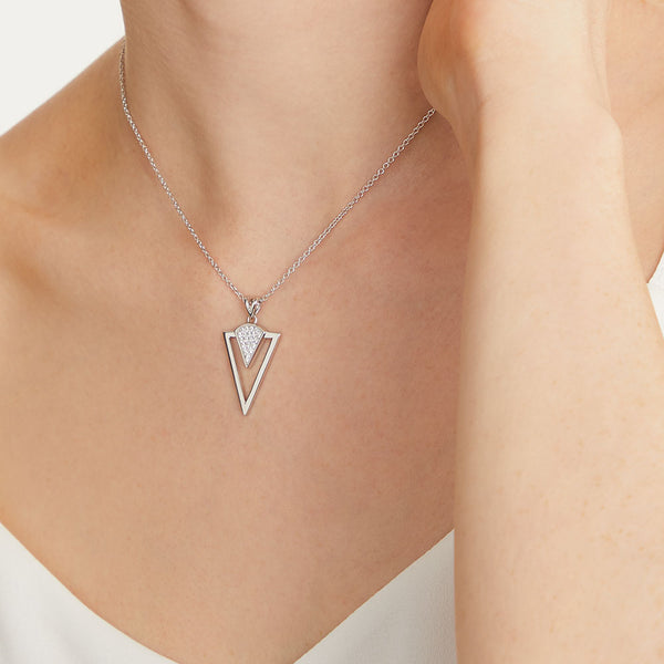 Sterling Silver Art Deco Necklace - Art Deco Style -Silver Triangle - JOOLS by Jenny Brown