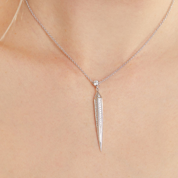 Sterling Silver Triangle Drop Cubic Zirconia Necklace