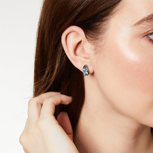 Sterling Silver Blue Topaz Teardrop Zirconia Earrings- JOOLS by Jenny Brown