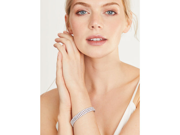 Sterling Silver Triple Row Cubic Zirconia Tennis Bracelet-JOOLS by Jenny Brown