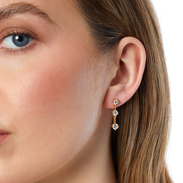 Sterling Silver Yellow 3 Stone Drop Earrings Set With Cubic Zirconia Stones JOOLS by Jenny Brown