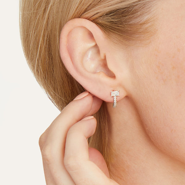 Sterling Silver Earrings Half Huggie Earrings-JOOLS by Jenny Brown