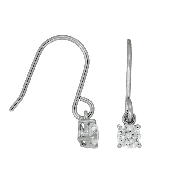 Sterling Silver Solitaire Fishhook Earrings - JOOLS By Jenny Brown