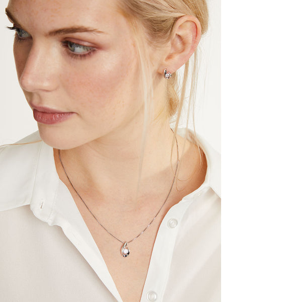 Sterling Silver Pear Drop Shape Pendant With A Brilliant Round Cut Cubic Zirconia Centre- JOOLS by Jenny Brown
