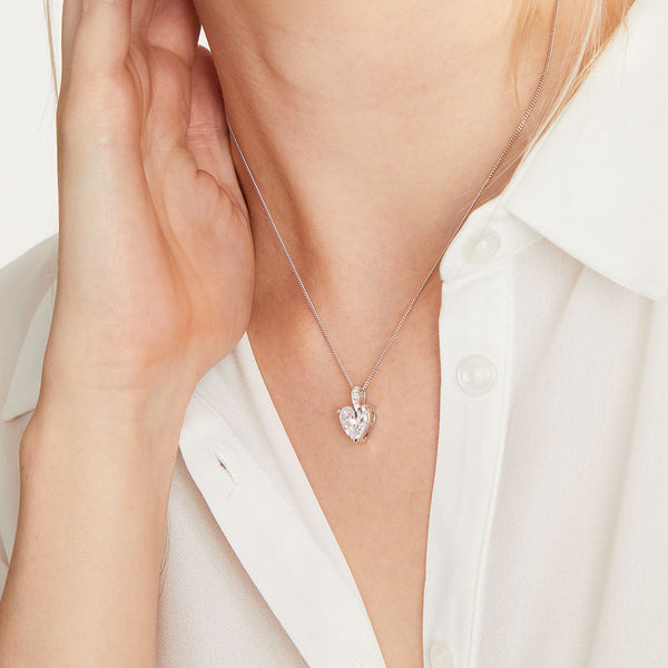 Sterling Silver Cubic Zirconia Heart Pendant - JOOLS By Jenny Brown