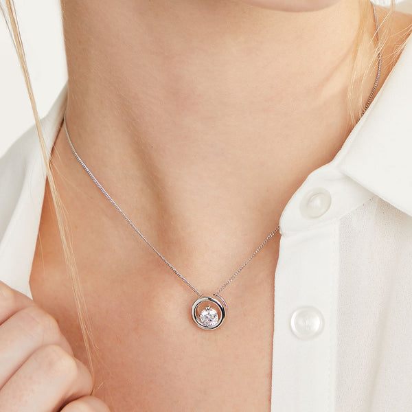 Sterling Silver Small Open Circle Pendant Set with A Cubic Zirconia -JOOLS by Jenny Brown