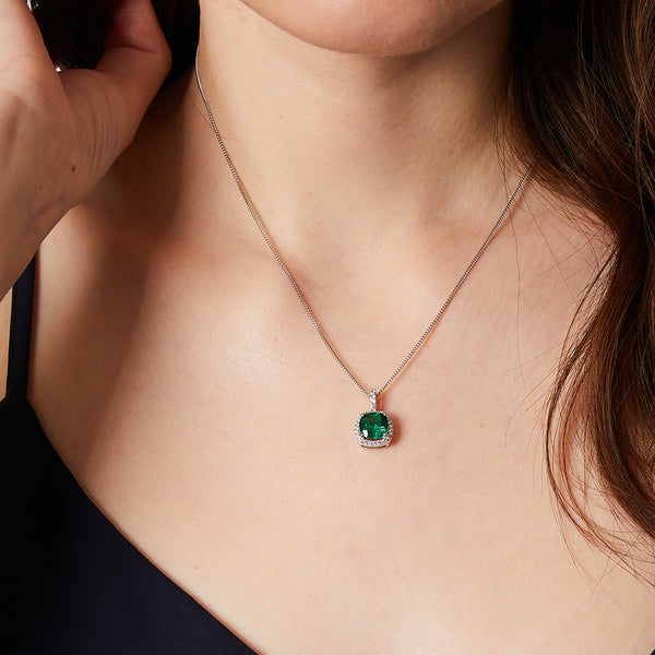 Sterling Silver Emerald Green Cubic Zirconia Pendant JOOLS by Jenny Brown
