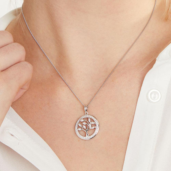 Sterling Silver Tree Of Life Pendant Set With White Cubic Zirconia Branches Pendants - JOOLS By Jenny Brown