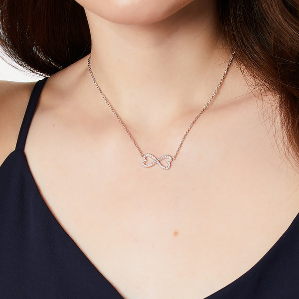 Sterling Silver Cubic Zirconia Infinity Open Heart Necklace - JOOLS By Jenny Brown