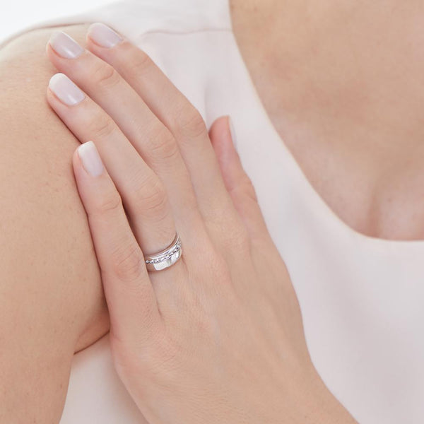 Sterling Silver And Cubic Zirconia Ring Band Rail Set - JOOLS By Jenny Brown