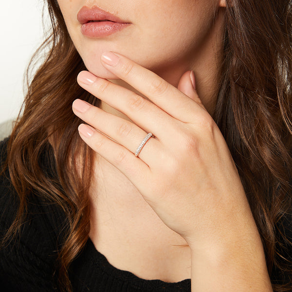 Sterling Silver Half Eternity Ring Set With Cubic Zirconia Stones JOOLS by Jenny Brown