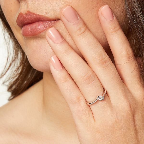 Sterling Silver Offset Solitaire Ring Set With A Quarter Carat Cubic Zirconia Stone - JOOLS By Jenny Brown