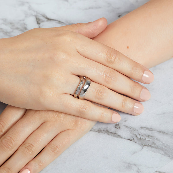 Sterling Silver Solid Polished Double Row Wave Ring JOOLS by Jenny Brown