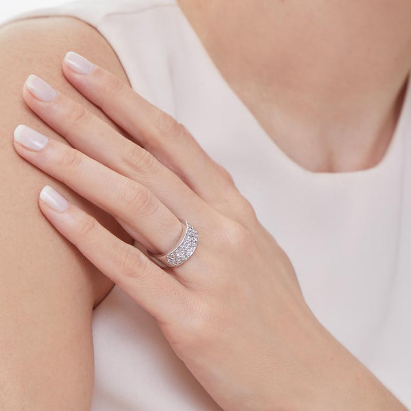 Sterling Silver Band Ring Pave Set Half Band with Cubic Zirconia StonesRings - JOOLS By Jenny Brown