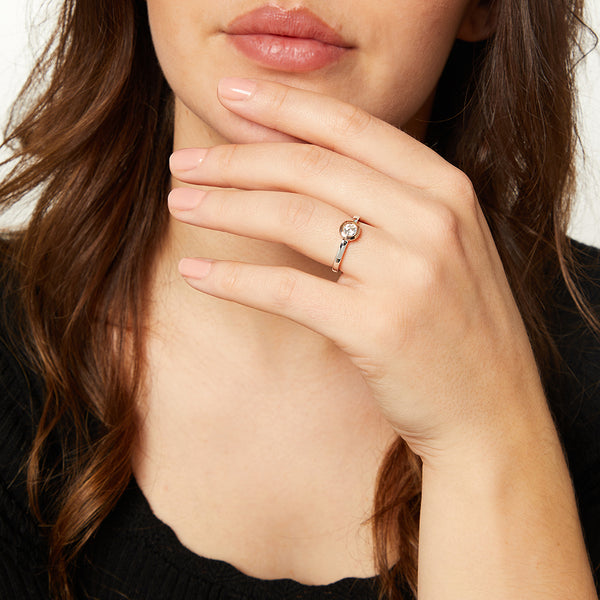 Sterling Silver Rose Gold Bezel Set Solitaire Ring - JOOLS By Jenny Brown